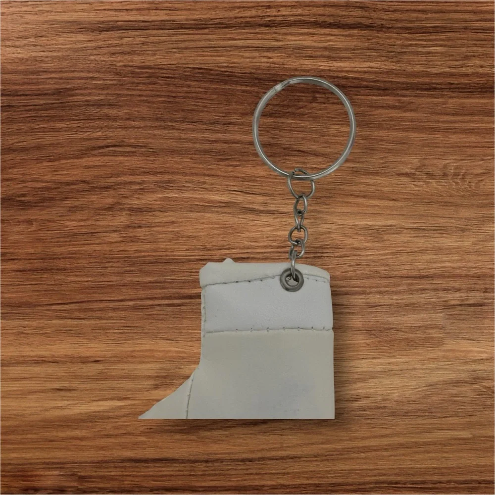 Sporty Mini Boxing Glove Keychain White/Silver